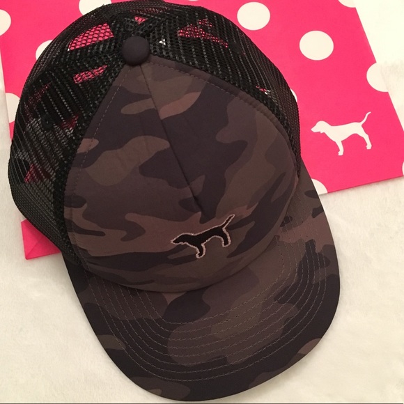 victoria secret camo trucker hat